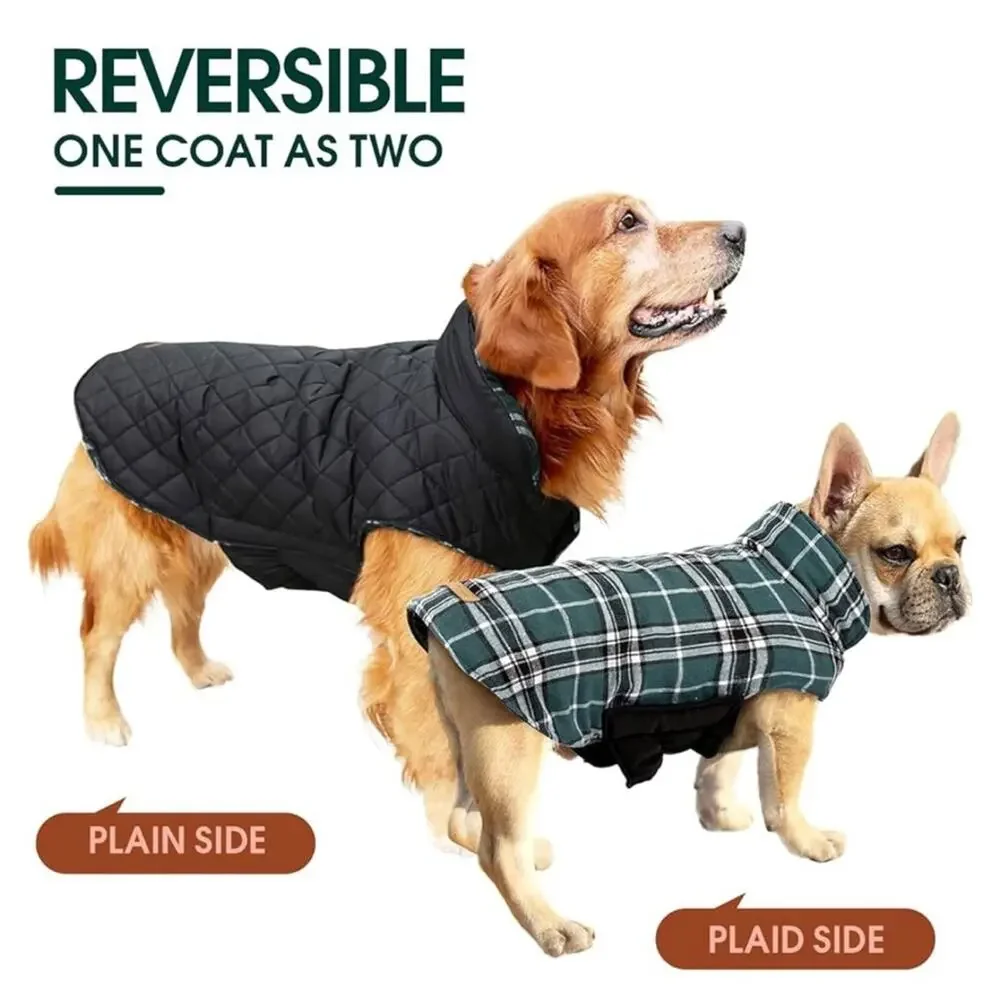 Reversible Quilted and Plaid Dog Jacket Size Medium NWT Flannel